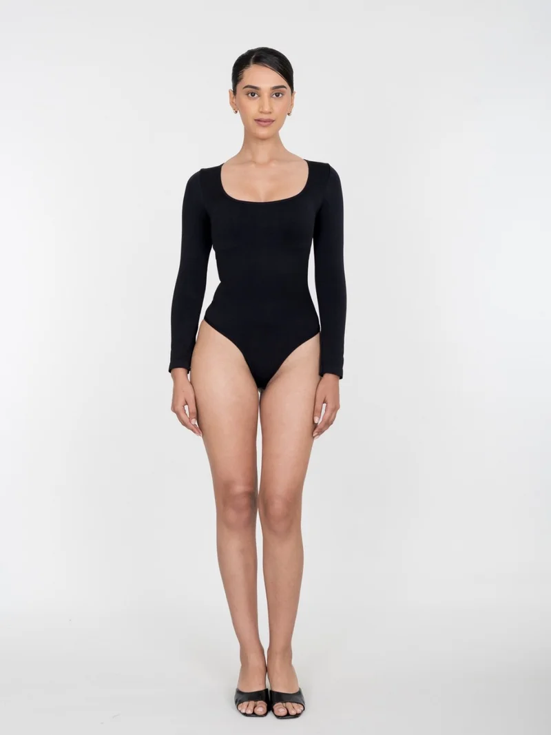 Shapercult Store Black Full Sleeves Bodysuit for Women